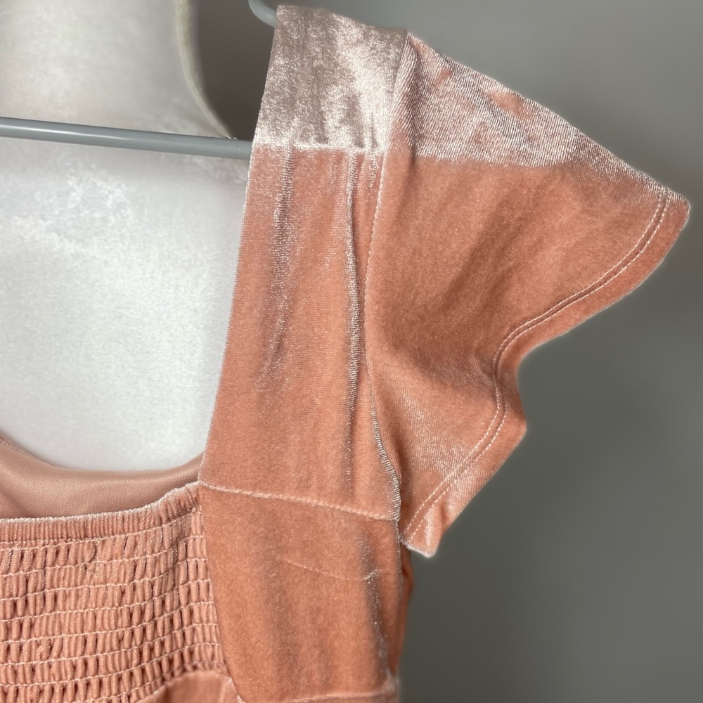 Blush Pink Crushed Velvet Mini Dress - Picture 6 of 6
